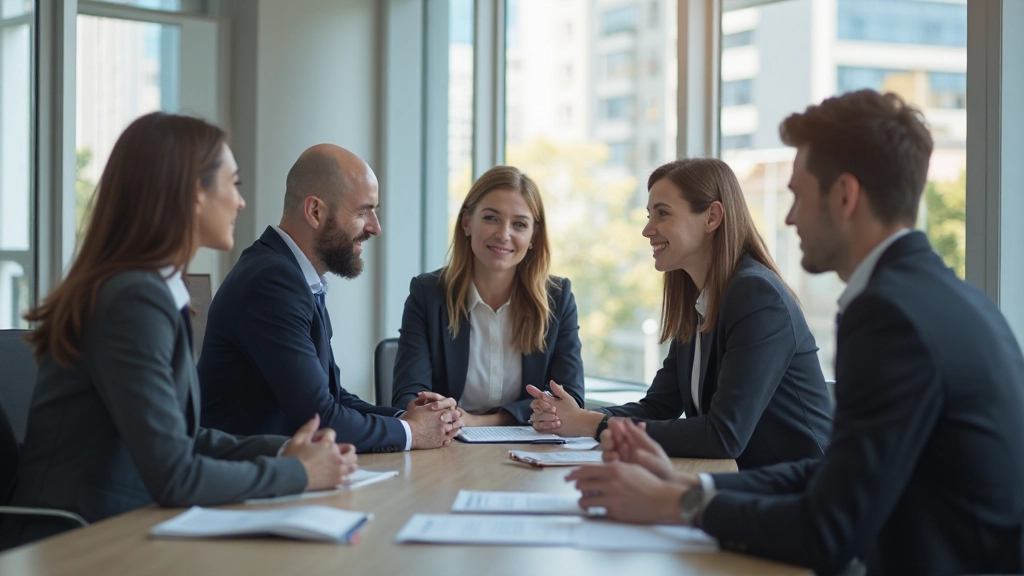 Profesionálny obchodný tím diskutuje v modernej kancelárskej miestnosti počas porady