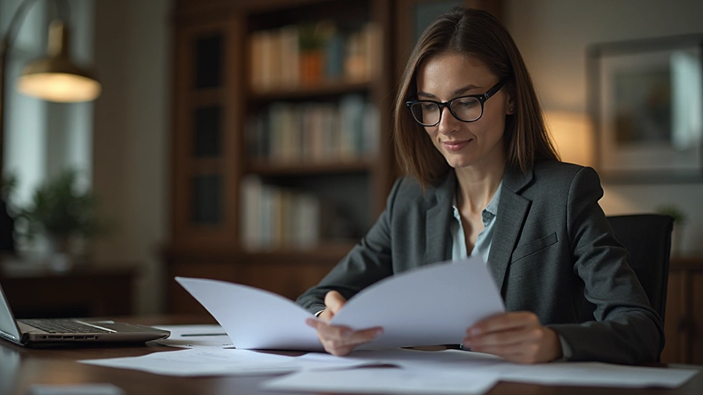 Executive professional reviewing business documents and strategy reports